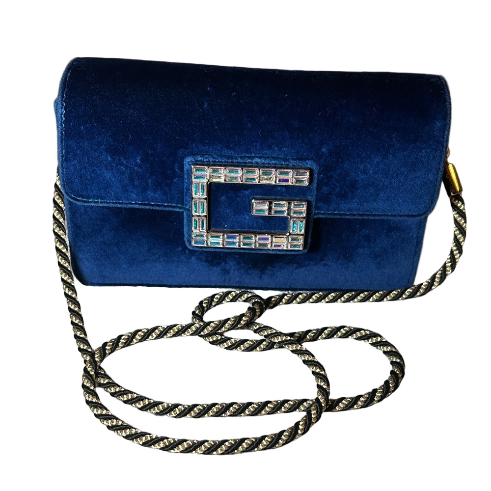 316. Gucci Blue Velvet Broadway bag with COA